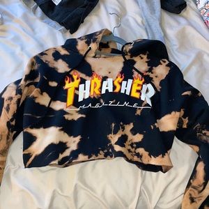 Cropped Acid Wash Thrasher Hoodie